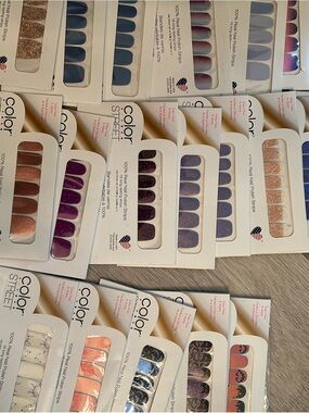 Color Street Press-On Nail Strips in Plum, Rose Gold, Navy & Lilac Mix